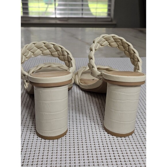 Women Cream Braided Block Heels Size 9 - Picture 4 of 10